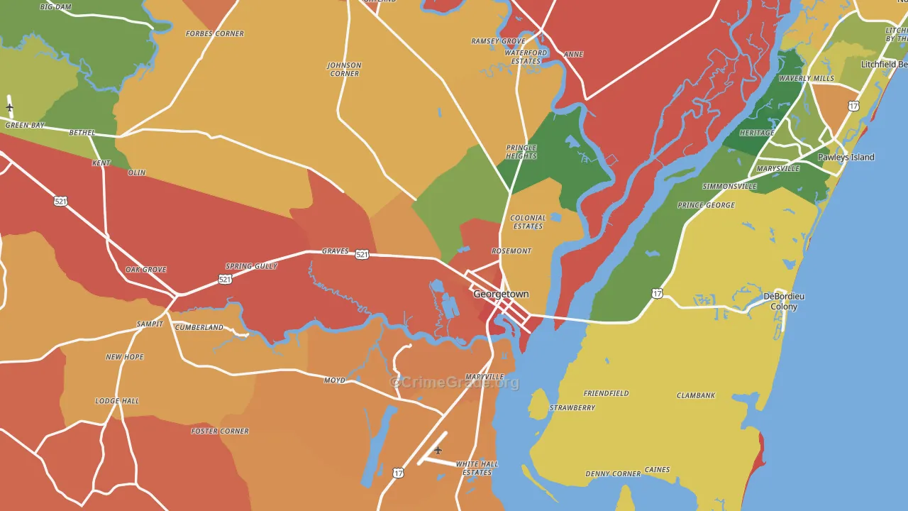Georgetown, SC Map of Vandalism Rates
