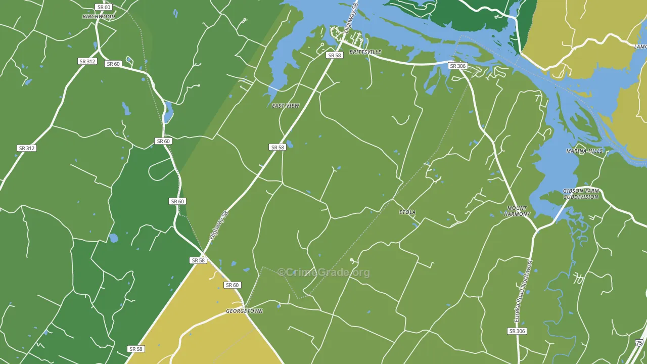 Georgetown, TN Map of Vandalism Rates