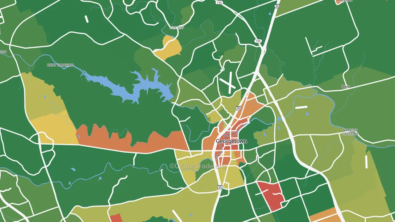 Georgetown, TX Map of Vandalism Rates