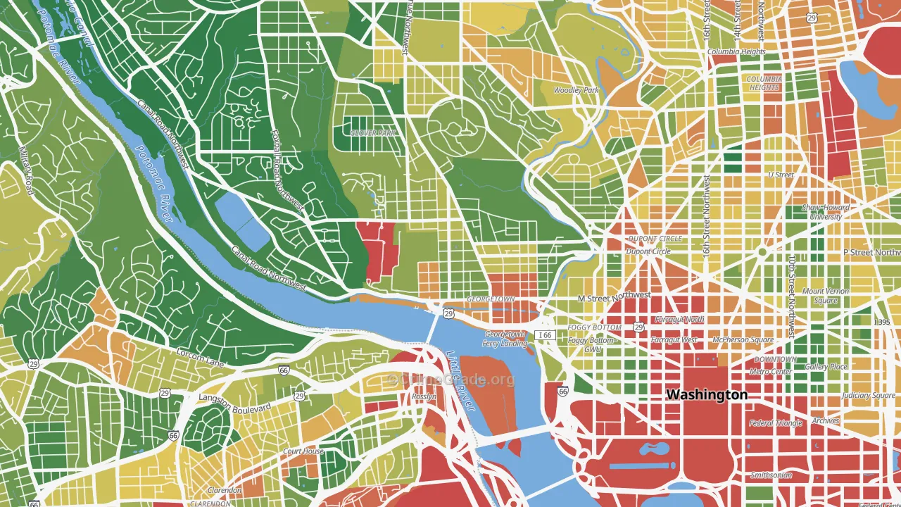 Georgetown, Washington, DC Map of Vandalism Rates