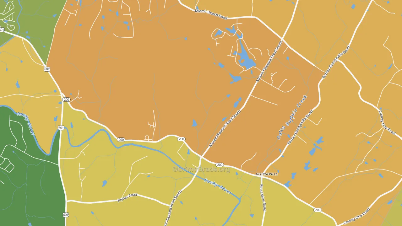 Georgeville, NC Map of Vandalism Rates