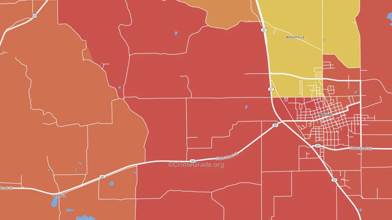 Georgia, IN Map of Vandalism Rates
