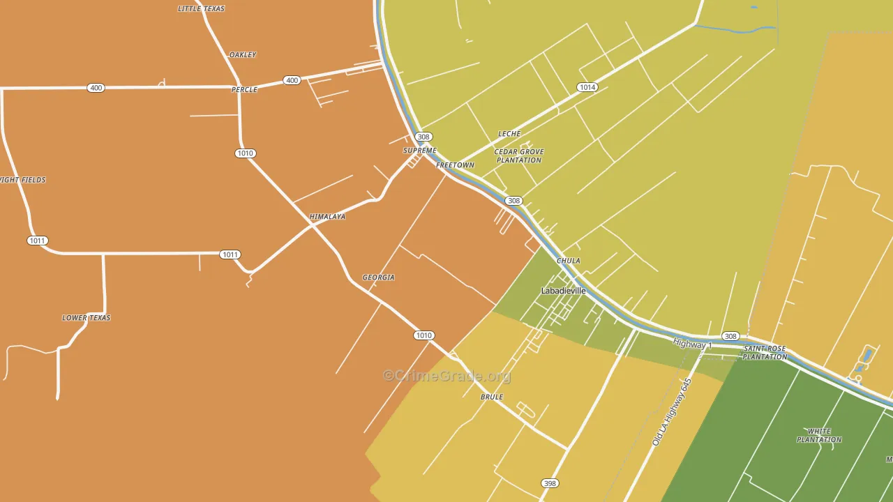 Georgia, LA Map of Vandalism Rates