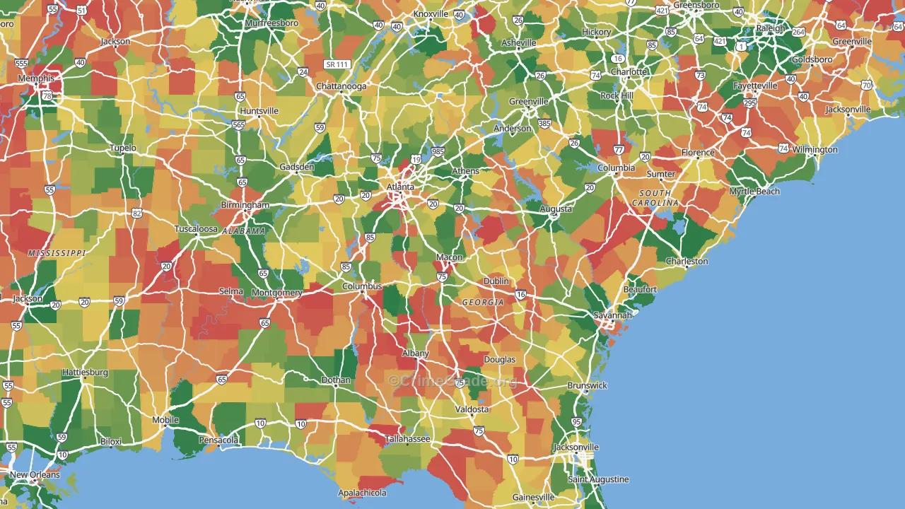 Georgia Map of Vandalism Rates