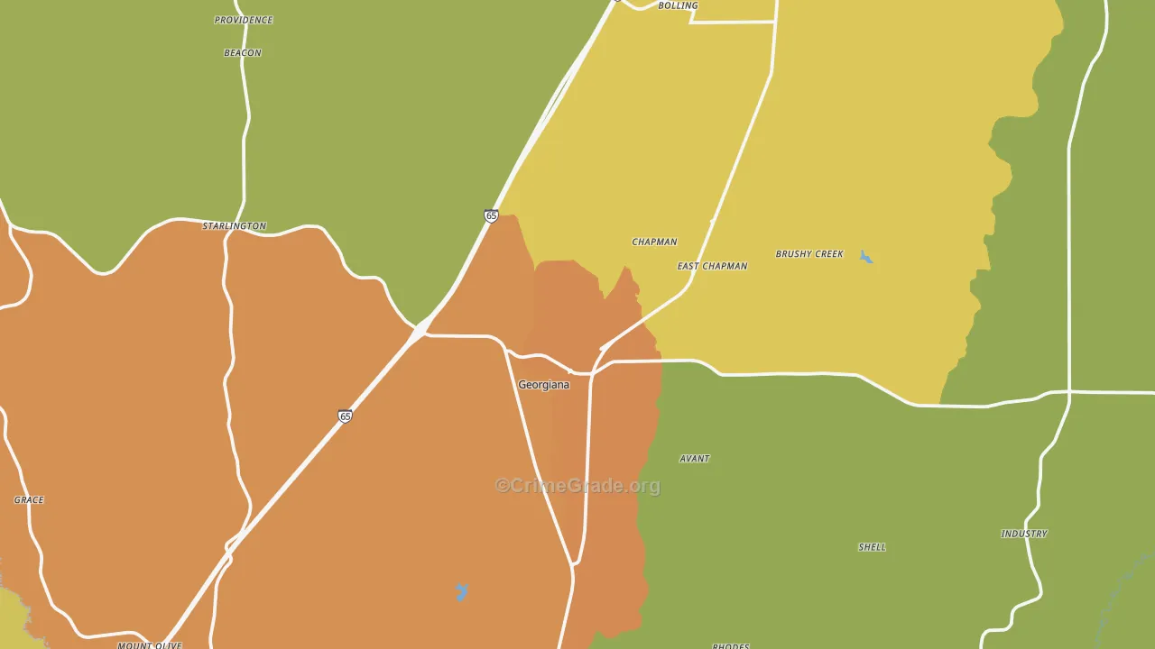 Georgiana, AL Map of Vandalism Rates