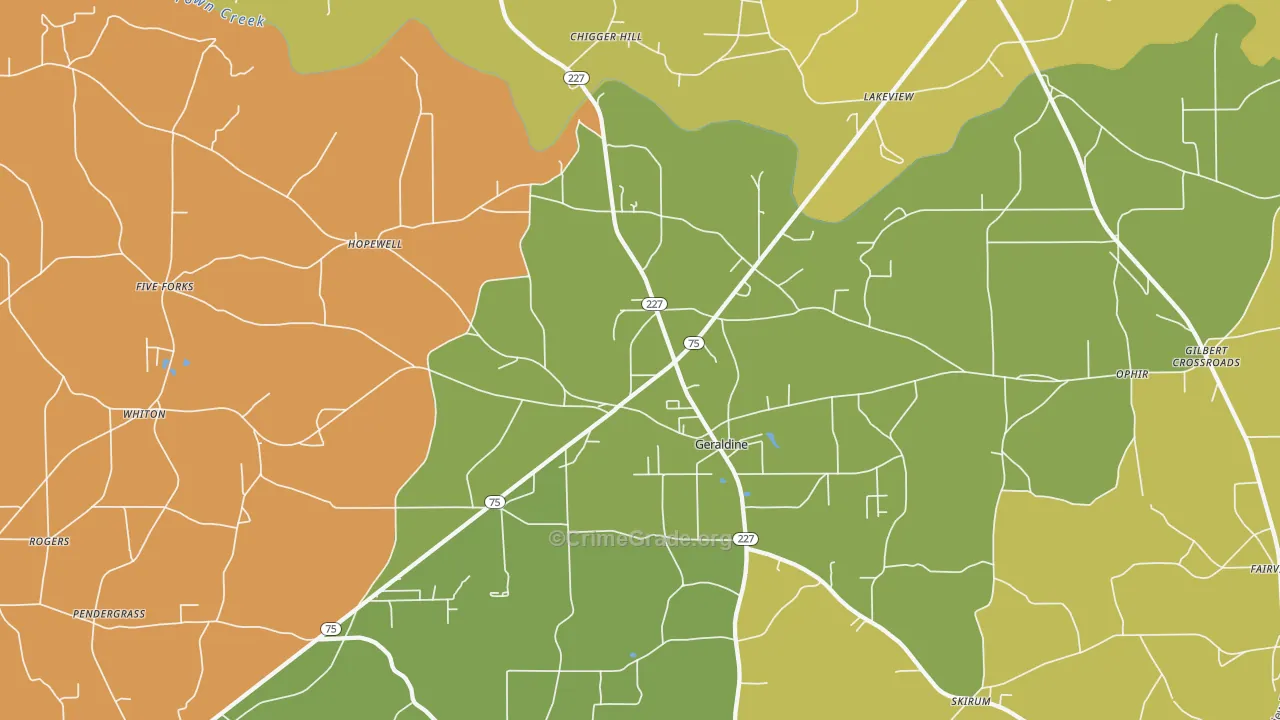 Geraldine, AL Map of Vandalism Rates