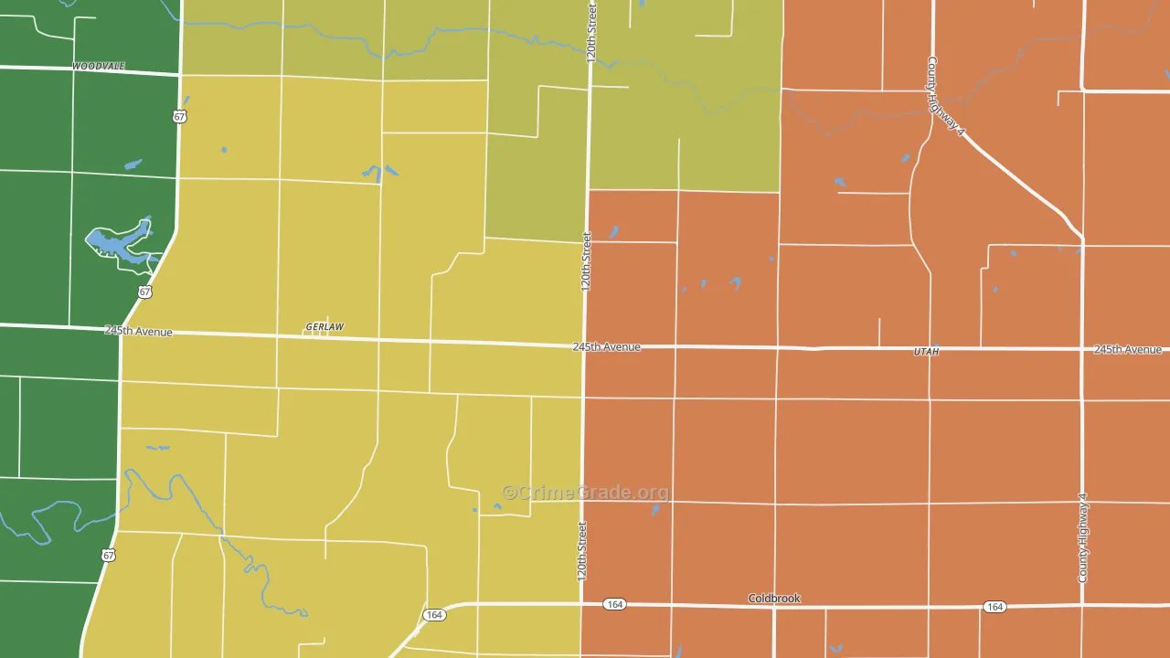 Gerlaw, IL Map of Vandalism Rates