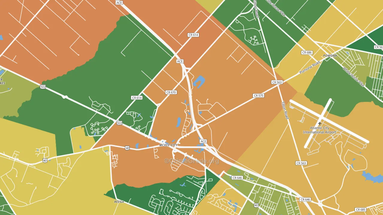 Germania Gardens, NJ Map of Vandalism Rates