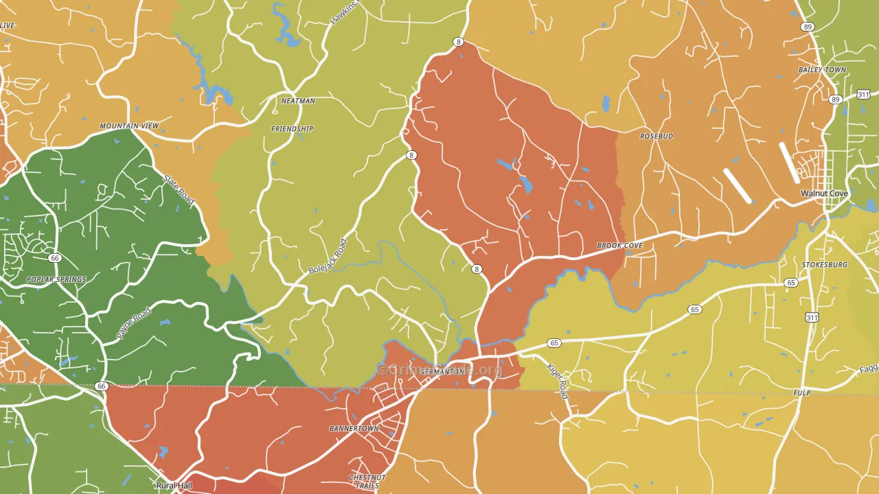 Germanton, NC Map of Vandalism Rates
