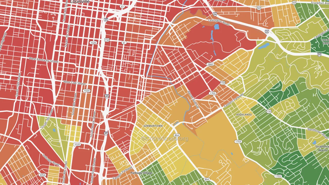 Germantown, Louisville, KY Map of Vandalism Rates