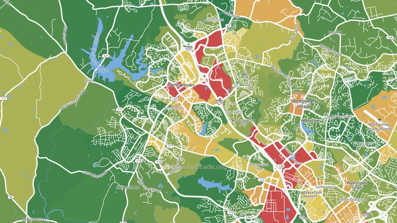 Germantown, MD Map of Vandalism Rates