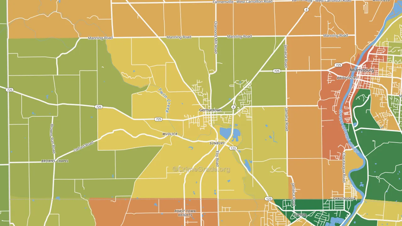 Germantown, OH Map of Vandalism Rates