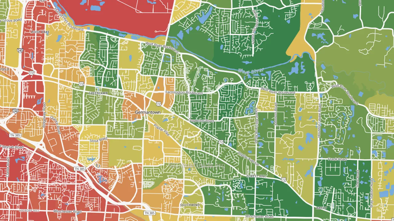 Germantown, TN Map of Vandalism Rates