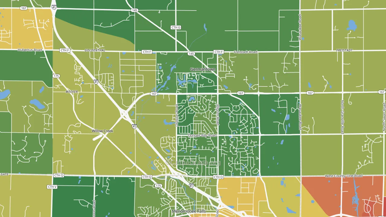 Germantown, WI Map of Vandalism Rates