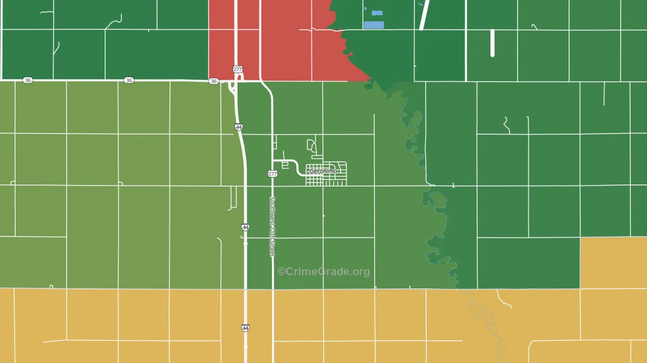 Geronimo, OK Map of Vandalism Rates