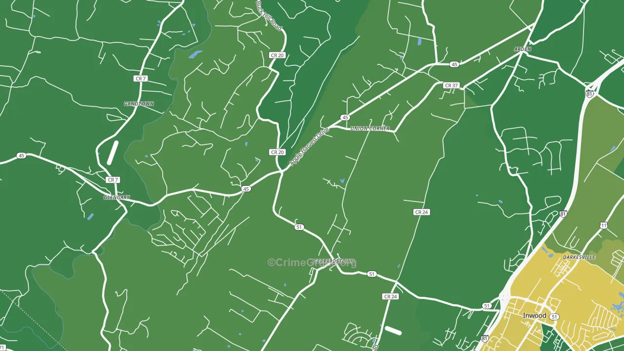 Gerrardstown, WV Map of Vandalism Rates