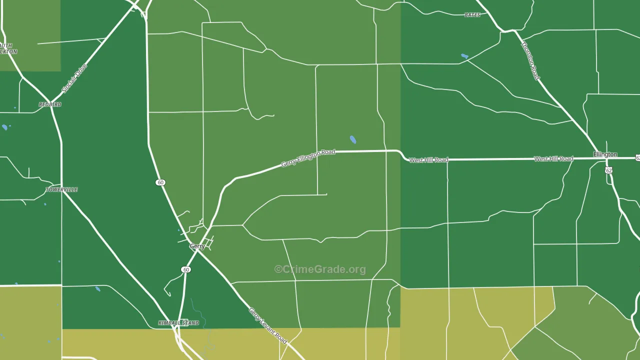 Gerry, NY Map of Vandalism Rates