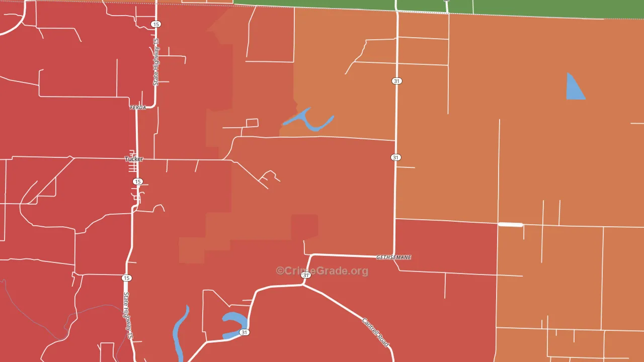 Gethsemane, AR Map of Vandalism Rates