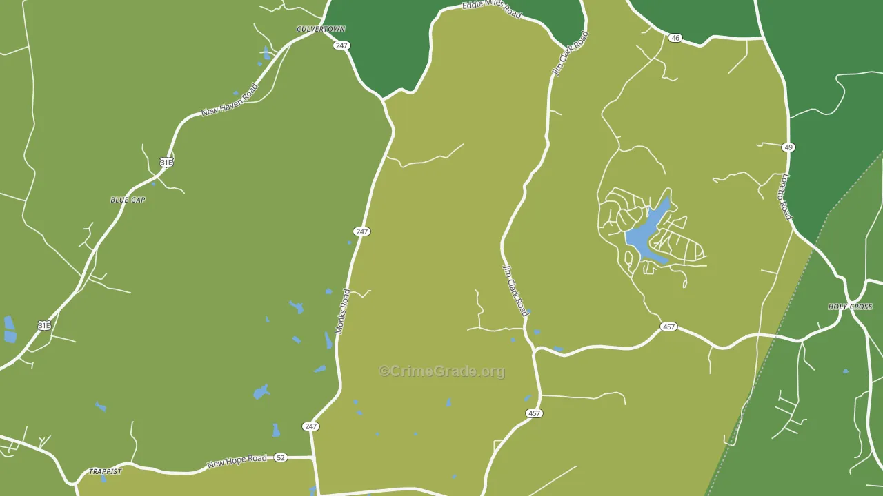 Gethsemane, KY Map of Vandalism Rates