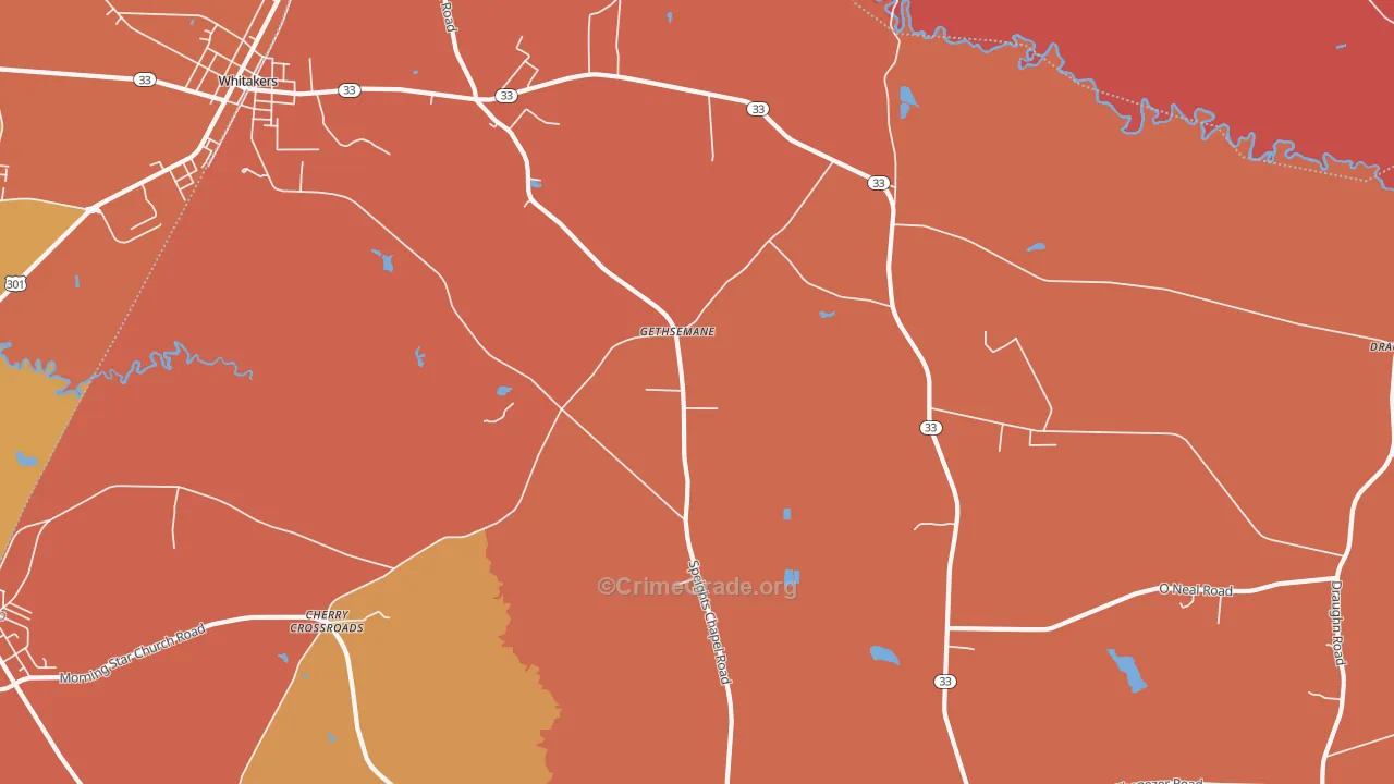 Gethsemane, NC Map of Vandalism Rates