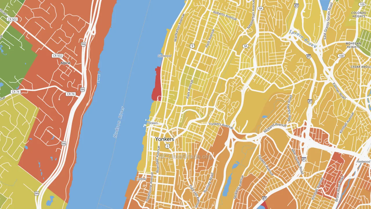 Getty Square, Yonkers, NY Map of Vandalism Rates