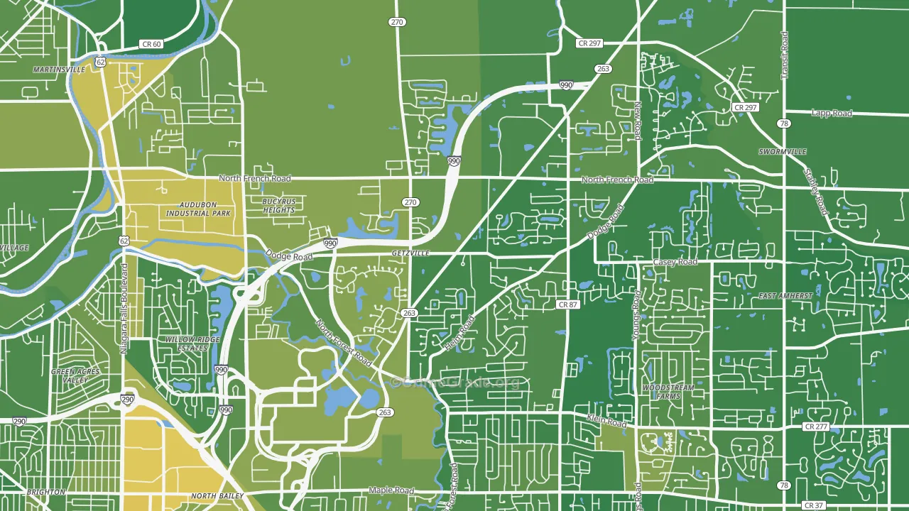 Getzville, NY Map of Vandalism Rates