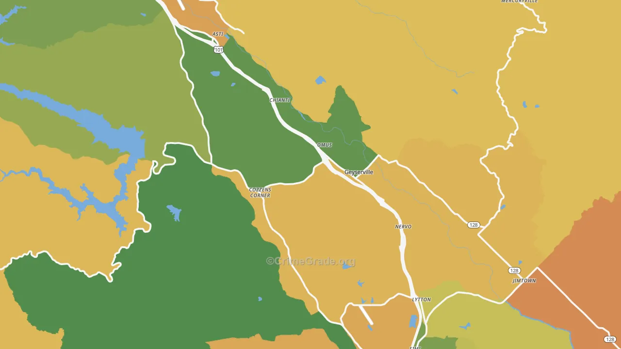 Geyserville, CA Map of Vandalism Rates