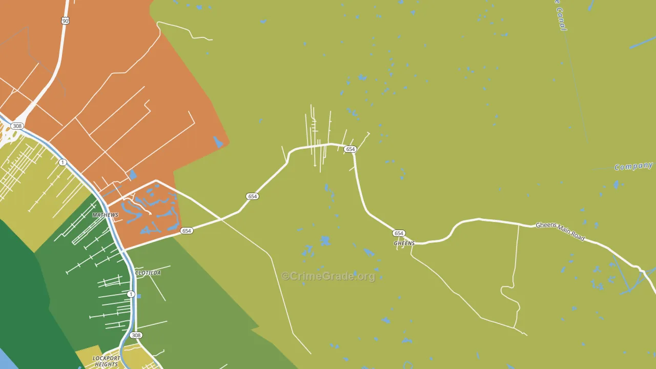 Gheens, LA Map of Vandalism Rates