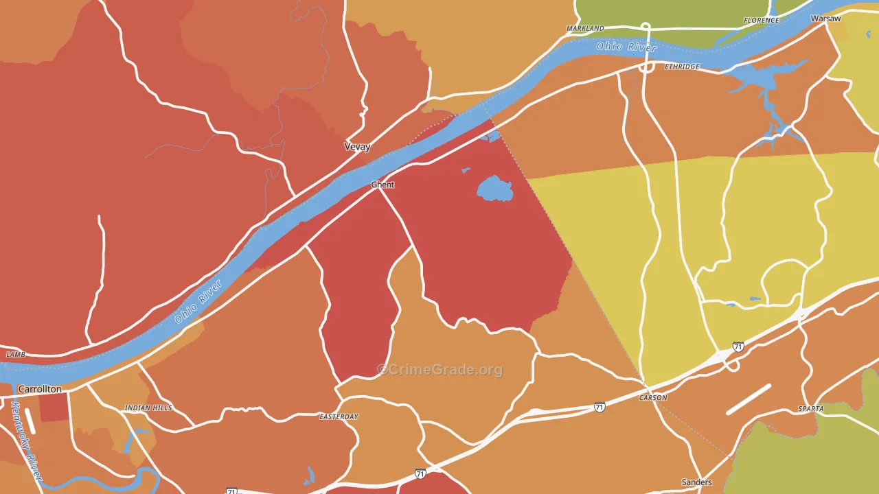 Ghent, KY Map of Vandalism Rates