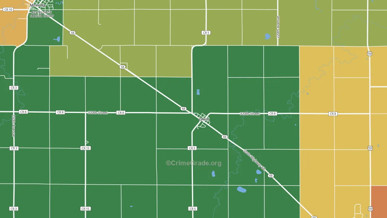 Ghent, MN Map of Vandalism Rates