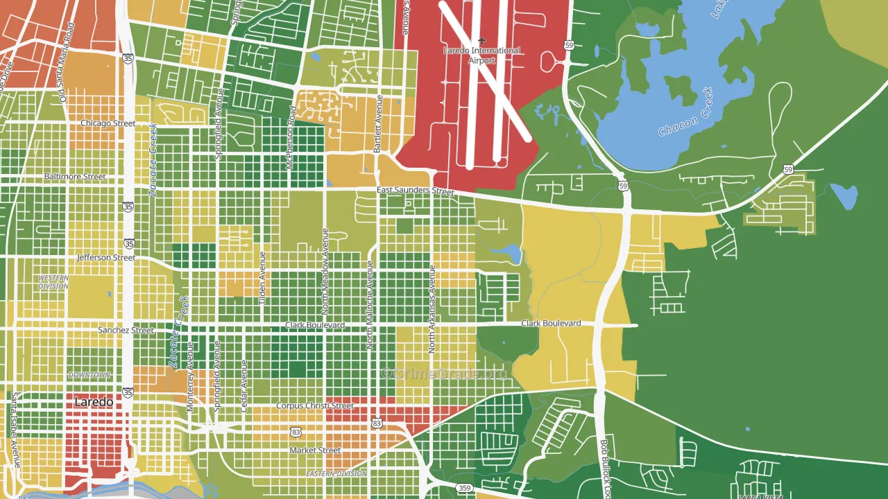 Ghost Town, Laredo, TX Map of Vandalism Rates