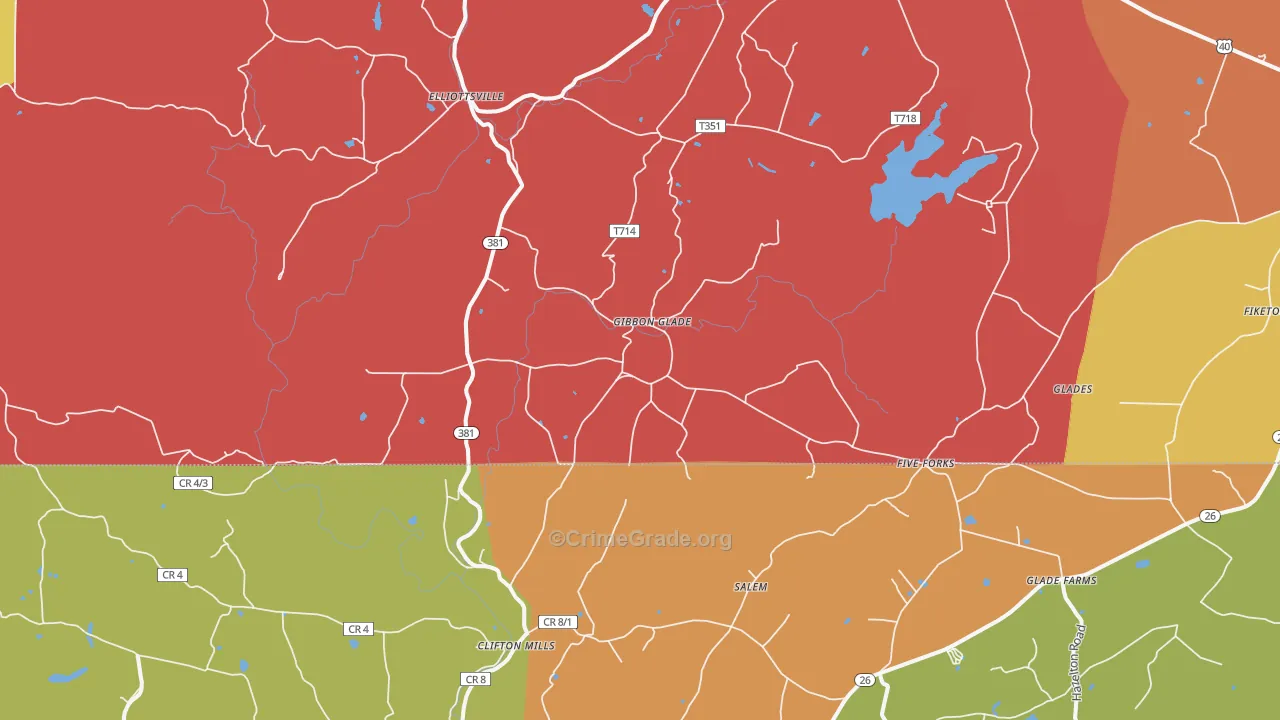 Gibbon Glade, PA Map of Vandalism Rates