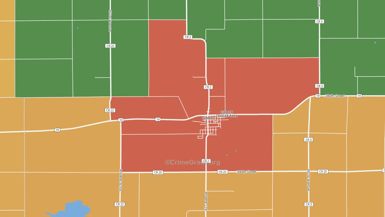 Gibbon, MN Map of Vandalism Rates