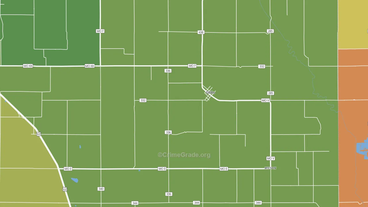 Gibbs, MO Map of Vandalism Rates
