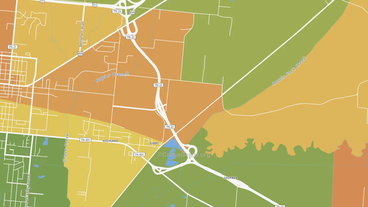 Gibbs, TN Map of Vandalism Rates