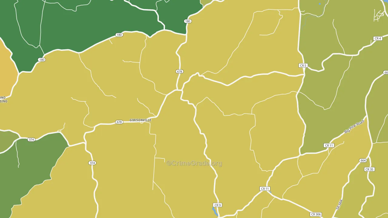 Gibisonville, OH Map of Vandalism Rates