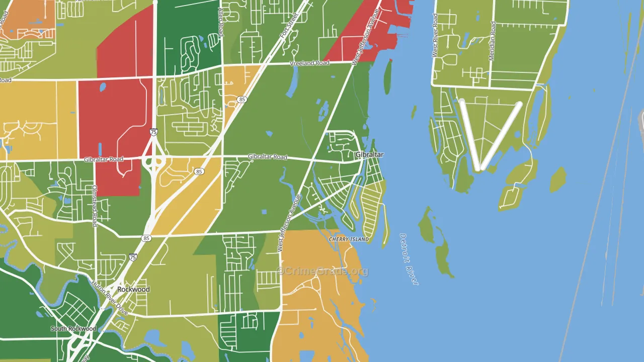 Gibraltar, MI Map of Vandalism Rates
