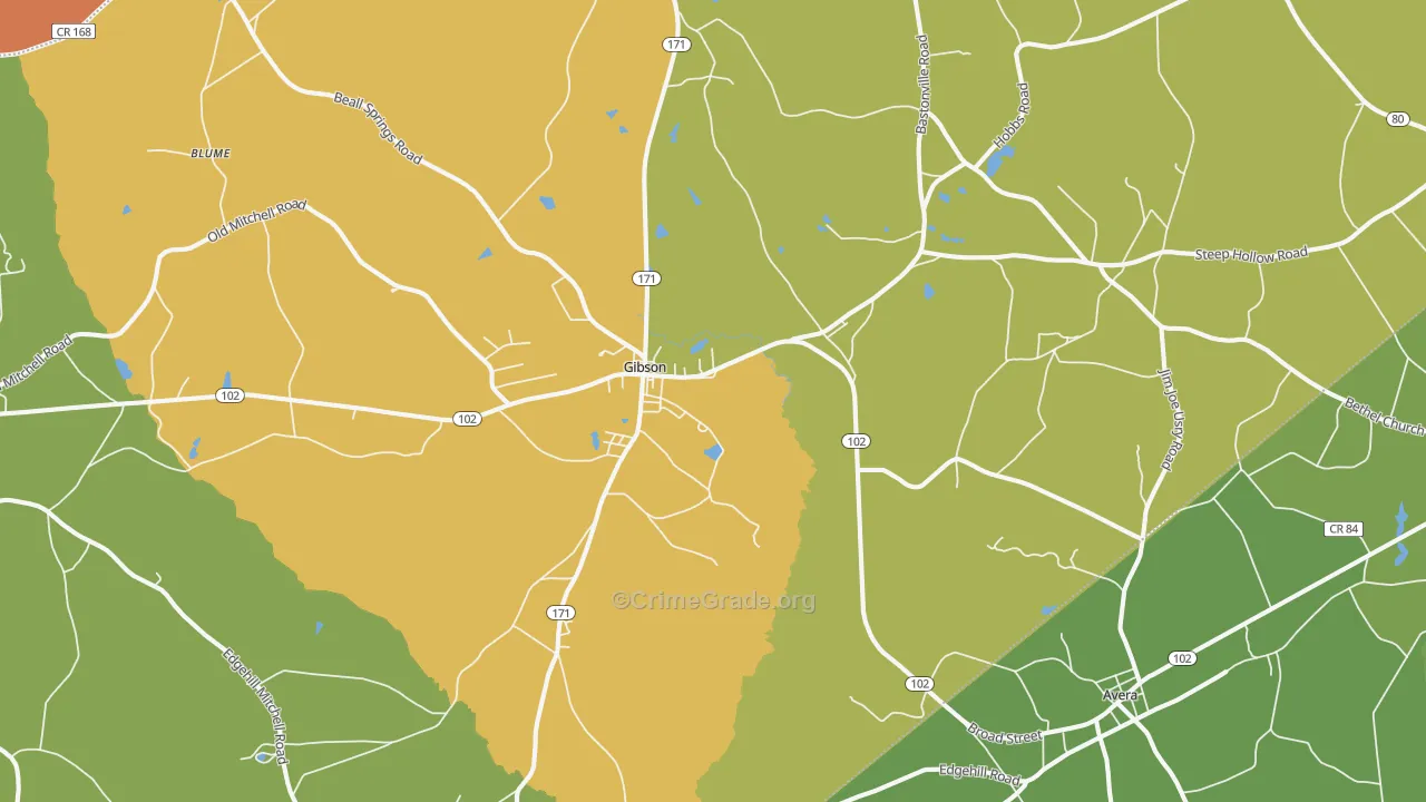 Gibson, GA Map of Vandalism Rates