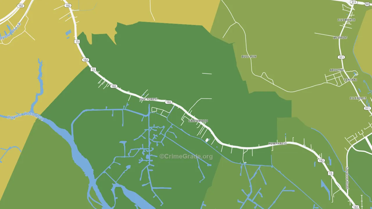 Gibson, LA Map of Vandalism Rates