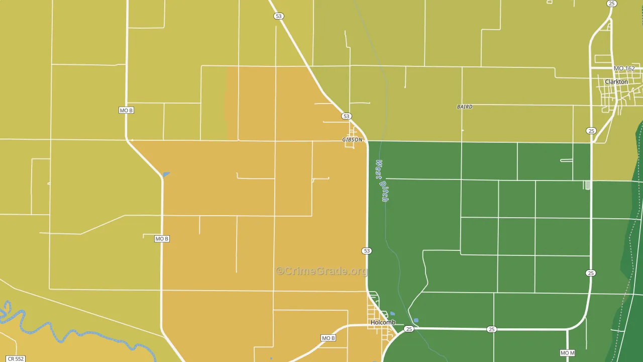 Gibson, MO Map of Vandalism Rates