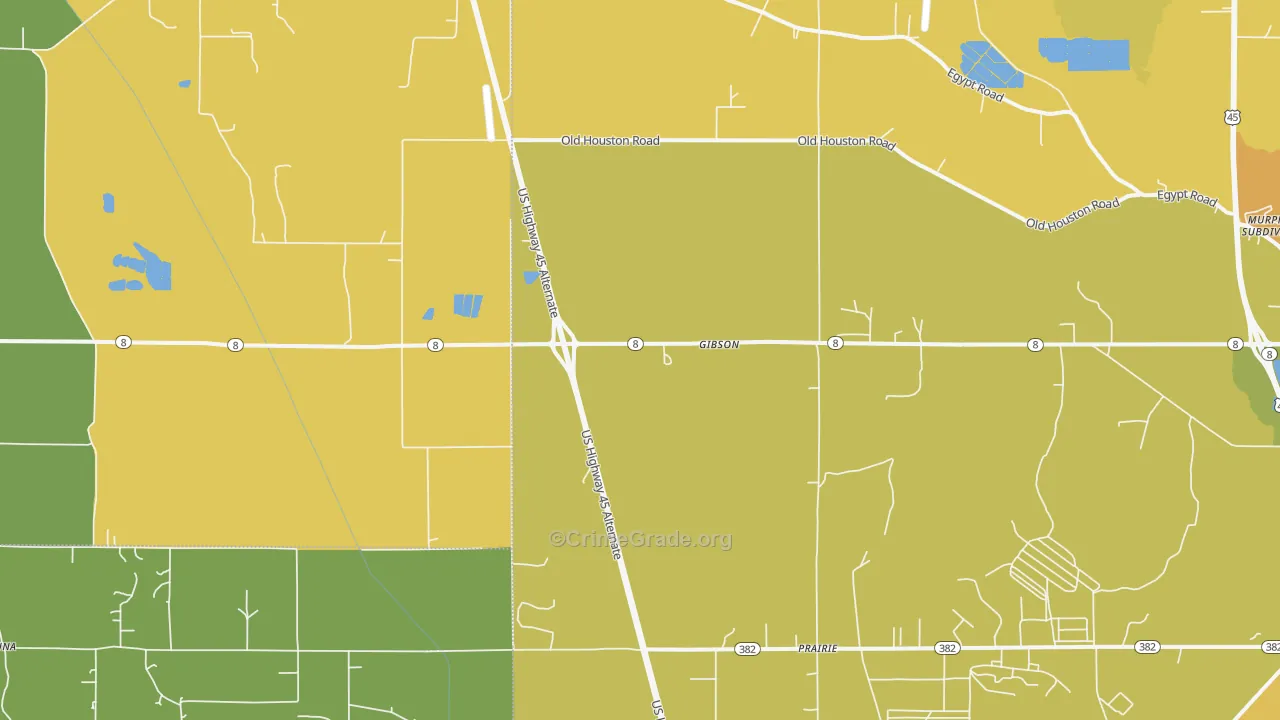 Gibson, MS Map of Vandalism Rates