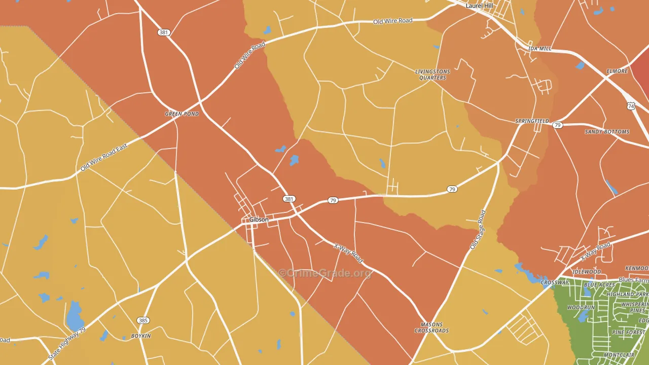 Gibson, NC Map of Vandalism Rates