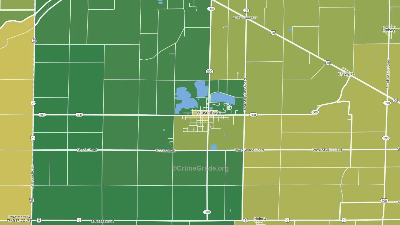 Gibsonburg, OH Map of Vandalism Rates