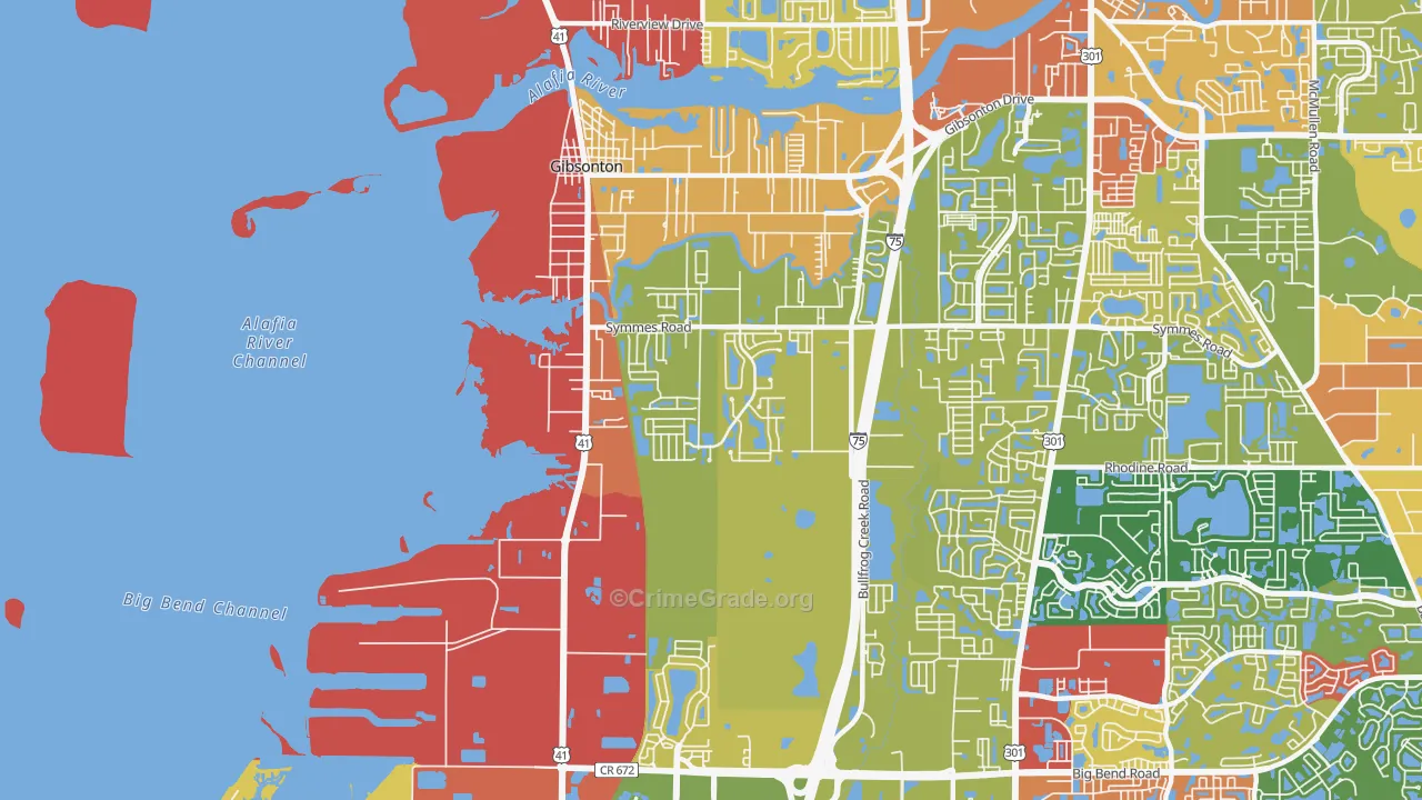 Gibsonton, FL Map of Vandalism Rates