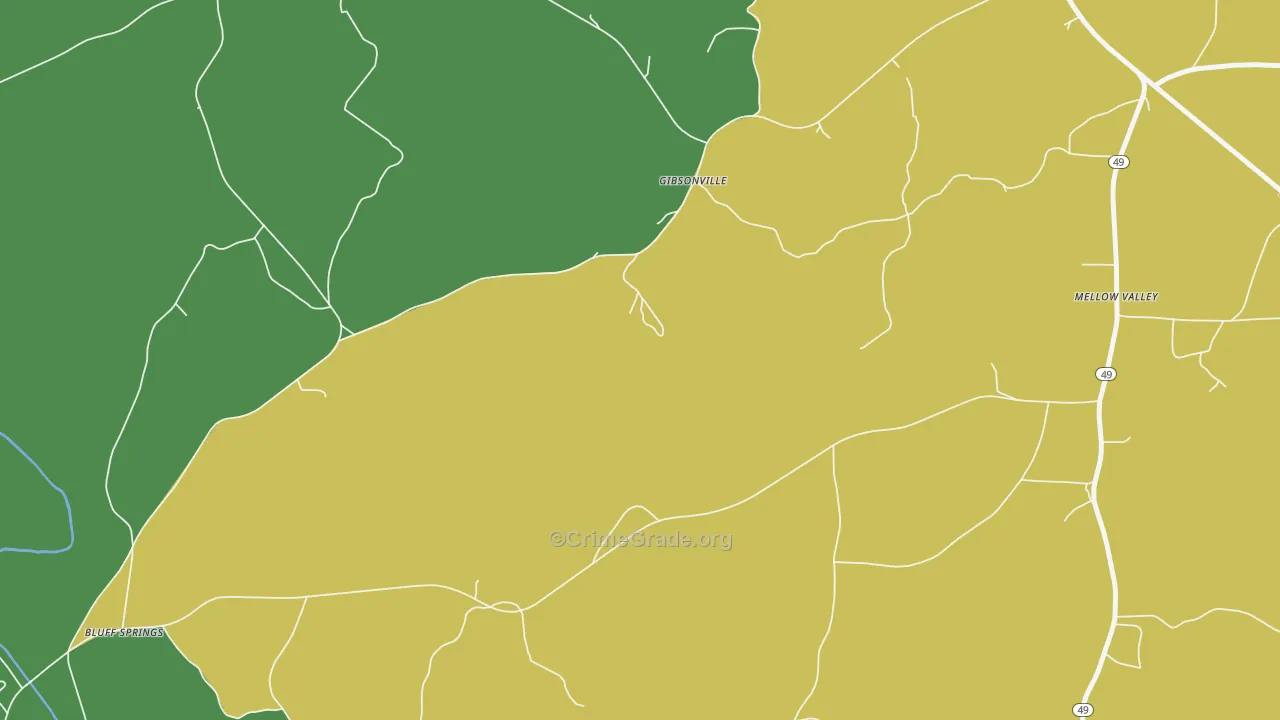 Gibsonville, AL Map of Vandalism Rates