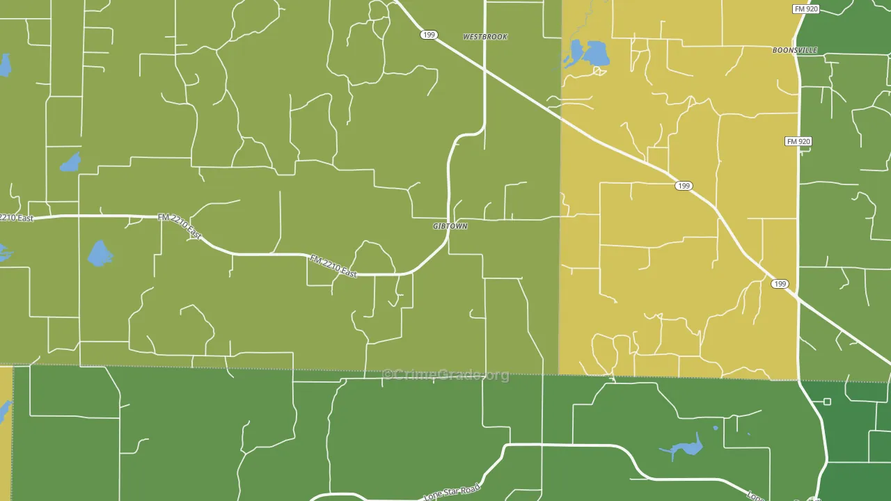 Gibtown, TX Map of Vandalism Rates