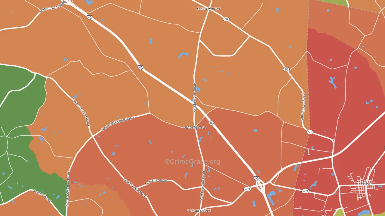 Giddensville, NC Map of Vandalism Rates