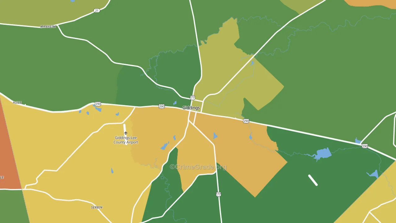 Giddings, TX Map of Vandalism Rates