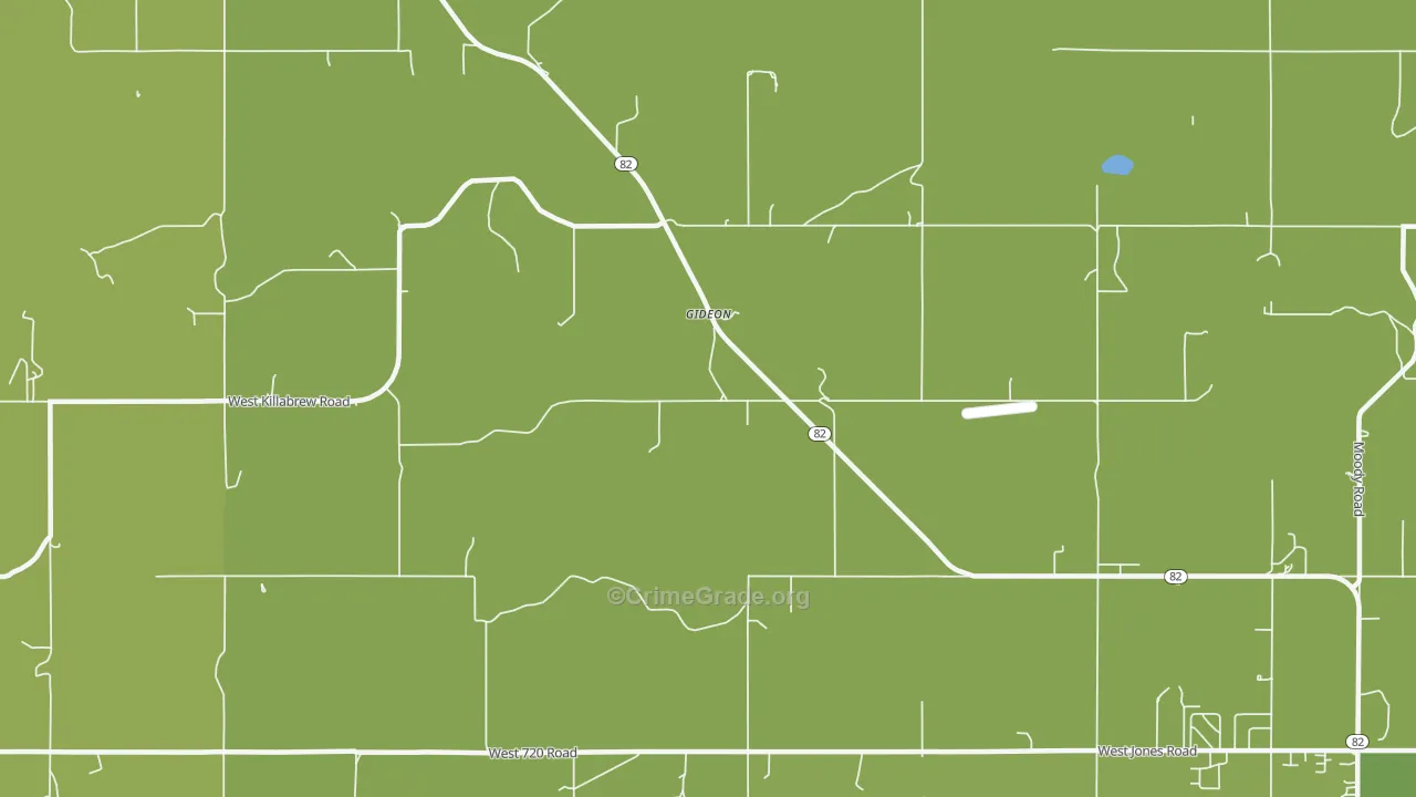Gideon, OK Map of Vandalism Rates
