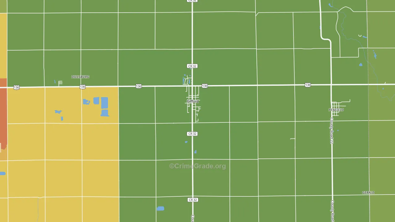 Gifford, IL Map of Vandalism Rates